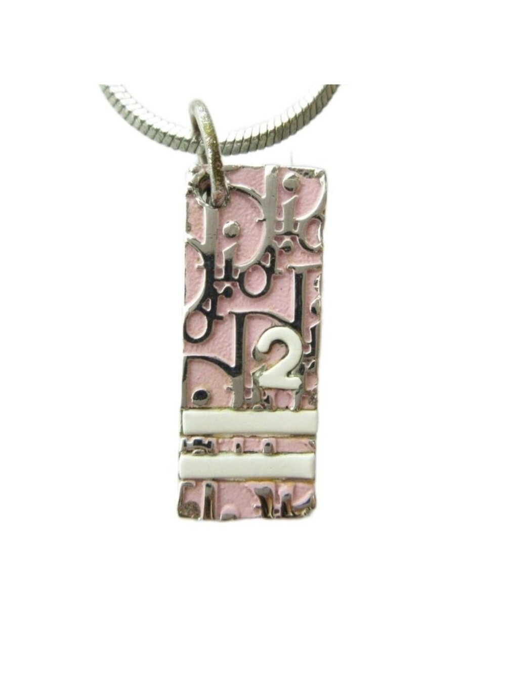 Dior Pendant Logo Silver Necklace